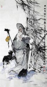 艺术品图片：艺术家石川国画作品名称《人物-南山秀竹一放翁》议价