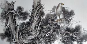 艺术品图片：艺术家谷风国画作品名称《鹰-蛰伏》价格1600.00 元