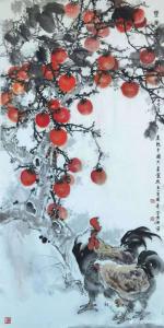 艺术品图片：艺术家李伟强国画作品名称《花鸟-丰年留客足鸡豚》议价