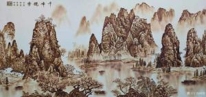 艺术品图片：艺术家李涛雕刻作品名称《桂林山水木板烙画》价格8000.00 元