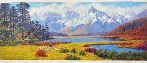 黎群油画作品《雪山下的幸福羊群》价格1300.00元