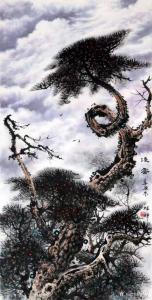 艺术品图片：艺术家罗树辉国画作品名称《山水松-凌云》价格24000.00 元