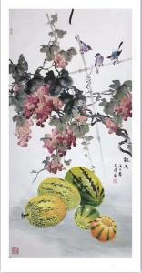 艺术品图片：艺术家徐建清国画作品名称《花鸟-飘香》价格20000.00 元