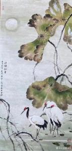 艺术品图片：艺术家徐建清国画作品名称《花鸟荷花-荷塘初雪》价格20000.00 元
