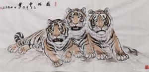 艺术品图片：艺术家穆振庚国画作品名称《老虎-福佑中华》议价