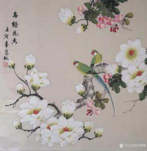 刘慧敏国画作品-《工笔花鸟-鸟语花香》