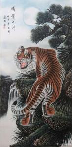 艺术品图片：艺术家刘慧敏国画作品名称《虎-威震山河-上山虎》价格1000.00 元