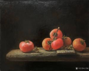 艺术品图片：艺术家王昱霖油画作品名称《柿柿如意》议价