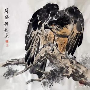 艺术品图片：艺术家傅饶国画作品名称《鹰-雄风》价格1000.00 元