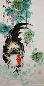 艺术品图片：艺术家傅饶国画作品名称《鸡-秋》议价