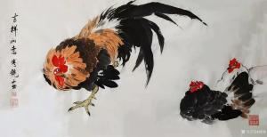 艺术品图片：艺术家傅饶国画作品名称《鸡-吉祥如意》议价
