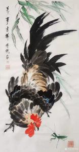 艺术品图片：艺术家傅饶国画作品名称《鸡-万事吉祥》议价