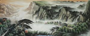 宁建华国画作品-《山水-太行流泉》
