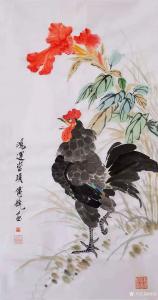 艺术品图片：艺术家傅饶国画作品名称《鸡-鸿运当头》价格2000.00 元
