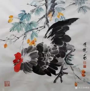 艺术品图片：艺术家傅饶国画作品名称《公鸡》价格1000.00 元