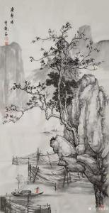 艺术品图片：艺术家傅饶国画作品名称《山水-渔乐图》价格2000.00 元
