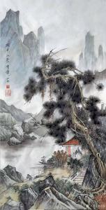 艺术品图片：艺术家傅饶国画作品名称《山水-湖光山色》价格2000.00 元