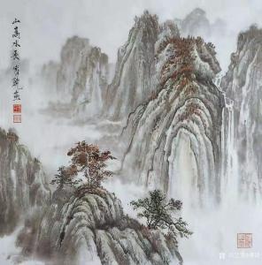 艺术品图片：艺术家傅饶国画作品名称《山水-山高水长》价格1000.00 元