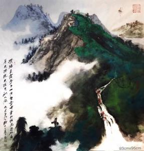 艺术品图片：艺术家张近生国画作品名称《山水-清游最爱梦中山》议价