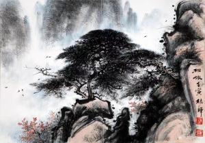 艺术品图片：艺术家罗树辉国画作品名称《山水松树-相依》价格5000.00 元