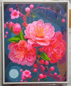 艺术品图片：艺术家13557929016油画作品名称《故乡的桃花(已裱框)》价格300.00 元