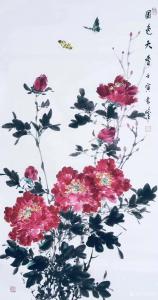 艺术品图片：艺术家袁峰国画作品名称《国色天香-牡丹》议价