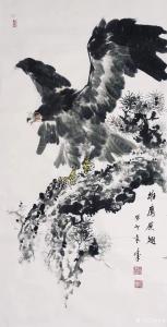 艺术品图片：艺术家袁峰国画作品名称《雄鹰展翅》议价