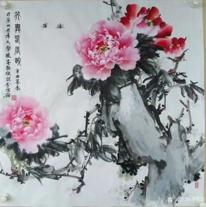 艺术品图片：艺术家李伟强国画作品名称《牡丹》议价