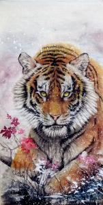 艺术品图片：艺术家艾大伟国画作品名称《冬虎》议价