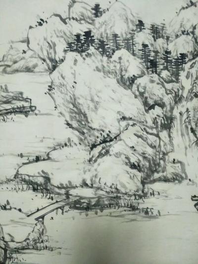 欧凯歌日记-《飛瀑嘻崖壑，輕舟覧河山》178x45cm【图3】