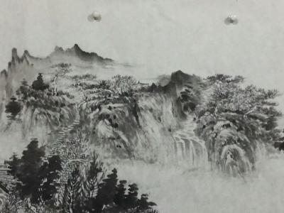 刘传军日记-191号作品，墨稿创作中，装裱后高1.1米长3米。【图1】