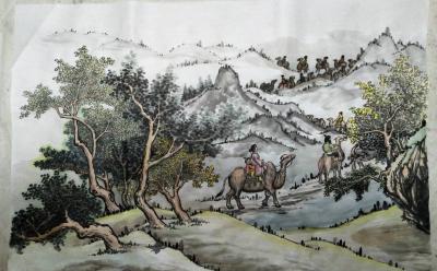 刘安同日记-创作的牧童觅兔图
创作的丝绸之路
近作 两幅【图2】