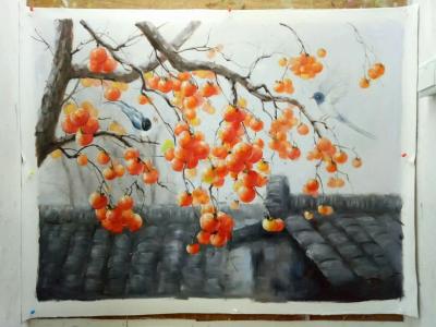凌振宁日记-凌振宁油画《丰收图》系列作品，“”树叶的离开，不是因为风，而是树的不挽留~~~”【图2】