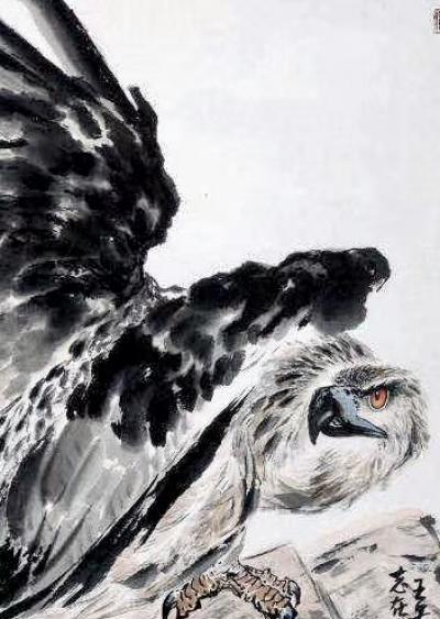王贵烨日记-我画的鹰就是以写实写意之中，着重刻画天宇霸主为我独尊的王者气质、表现出它的机敏和【图5】