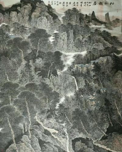 刘名杰日记-本人作品《松林雅居》规格180cm.145cm【图1】