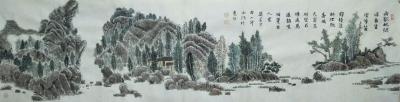 暴永和日记-国画山水，《雨歇林间凉自生》，尺寸180x48cm，暴永和作【图1】