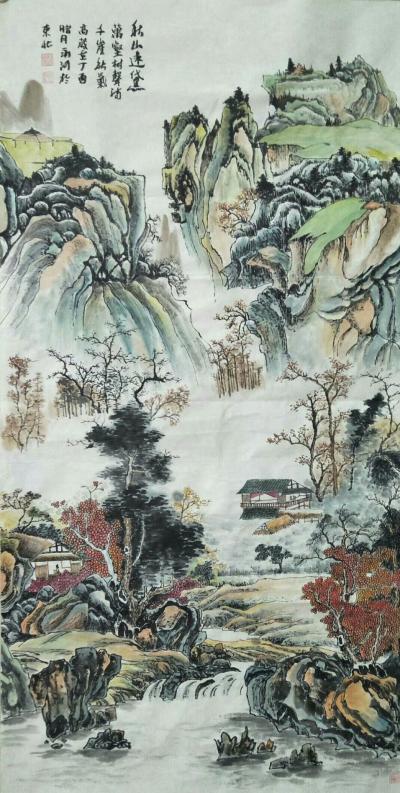 暴永和日记-国画山水，《秋山远黛》，两幅，138x96cm(四尺整张)，暴永和作【图2】