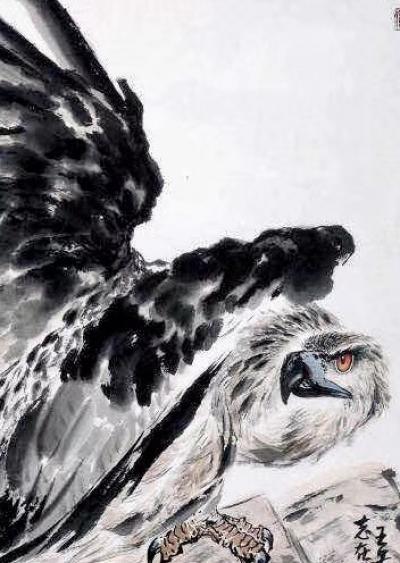 王贵烨日记-我画的鹰就是以写实写意之中，着重刻画天宇霸主为我独尊的王者气质、表现出它的机敏和【图4】