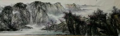 于立江日记-新作山水国画《三月芳菲满山崖》，尺寸280cm x 80cm，
于立江【图1】