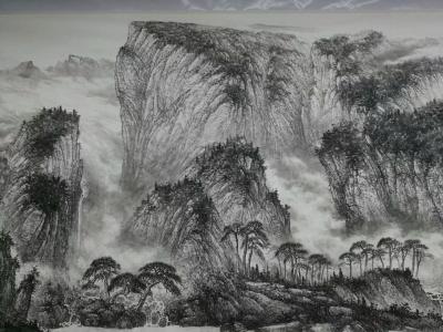 于立江日记-丈六国画山水《燕山雄风》，接近完成，贴图创作过程以纪念
于立江【图4】