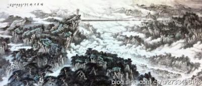 刘应雄日记-国画《矮寨大桥》
2012年，创下四个世界第一的湖南矮寨大桥正式通車，画家刘应【图2】