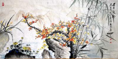 苏进春收藏-国画花鸟类《君子之德》两幅，尺寸69x139，厦门客户订制，完稿。
苏进春 作【图1】