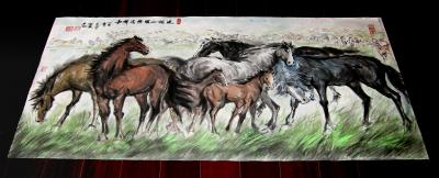潘宁秋日记-我的国画马系列《风调雨顺，骏逸祥和。》
六尺整张【图3】