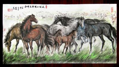 潘宁秋日记-我的国画马系列《风调雨顺，骏逸祥和。》
六尺整张【图2】
