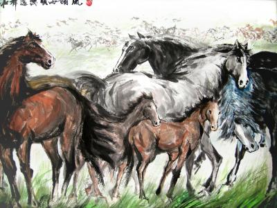 潘宁秋日记-我的国画马系列《风调雨顺，骏逸祥和。》
六尺整张【图5】