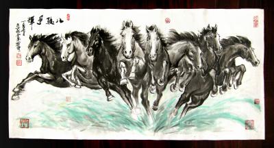 潘宁秋日记-我的国画马系列《八骏争辉》
四尺整张138cmX69cm【图2】