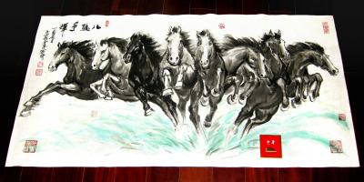 潘宁秋日记-我的国画马系列《八骏争辉》
四尺整张138cmX69cm【图3】