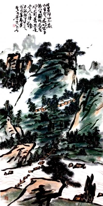 龚光万日记-山水国画，《 日日看山不厌山，白云吞吐翠微间。⋯⋯。  》水墨未干，墨香袅袅……【图1】