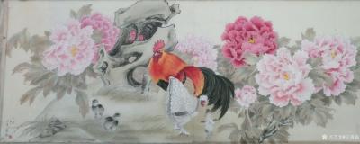 王嵩淼日记-这几幅作品是我向古人刘奎玲大师学习画公鸡，学习翎毛的画法，然后我配上牡丹形成自己【图1】