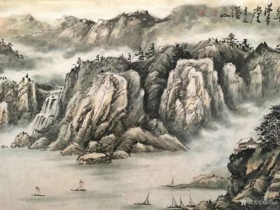 祝汉山日记-祝汉山国画，《运行三江》，180×70cm【图1】